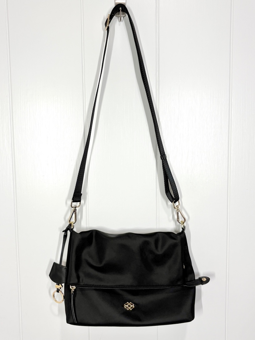 Radley London Black Nylon 24/7 Small Flapover Crossbody Purse